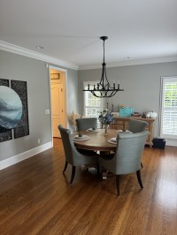 a clean, modern dining room