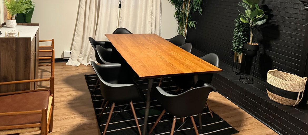 a clean, modern dining room